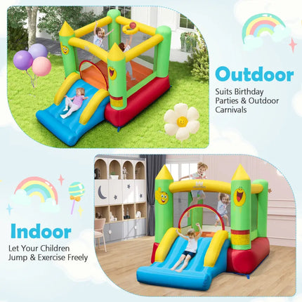 Inflatable Bounce House Kids Blow-up Bouncer with Slide with 480W Blower - Multicolor - Bounce House