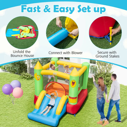 Inflatable Bounce House Kids Blow-up Bouncer with Slide with 480W Blower - Multicolor - Bounce House