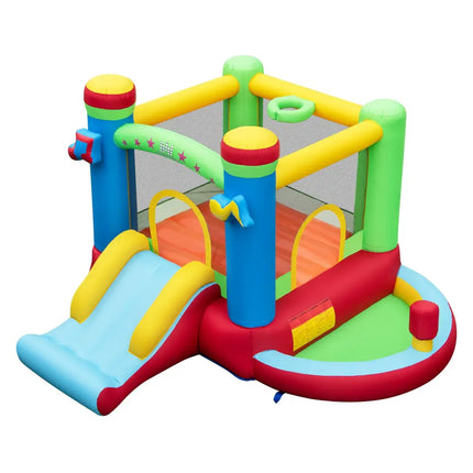 Inflatable Bounce House Kids Music-Themed Castle Sound Interaction Inflatable Bouncer without Blower - Multicolor