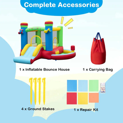Inflatable Bounce House Kids Music-Themed Castle Sound Interaction Inflatable Bouncer without Blower - Multicolor