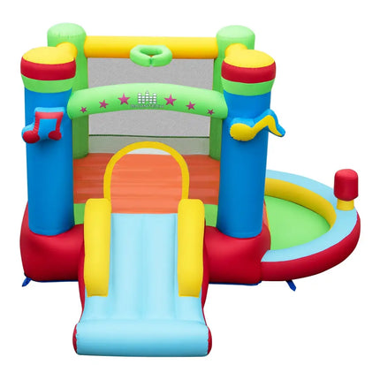 Inflatable Bounce House Kids Music-Themed Castle Sound Interaction Inflatable Bouncer without Blower - Multicolor