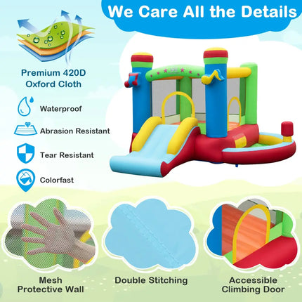 Inflatable Bounce House Kids Music-Themed Castle Sound Interaction Inflatable Bouncer without Blower - Multicolor