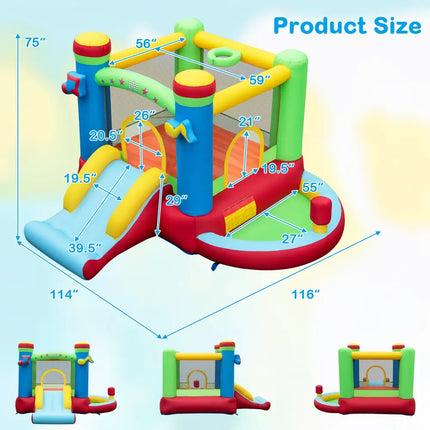 Inflatable Bounce House Kids Music-Themed Castle Sound Interaction Inflatable Bouncer without Blower - Multicolor