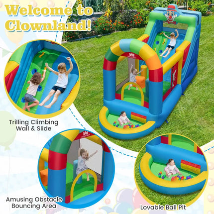 Inflatable Bounce House Obstacle Course with Ball Pit and Silde with 735W Blower - Multicolor - Bounce House