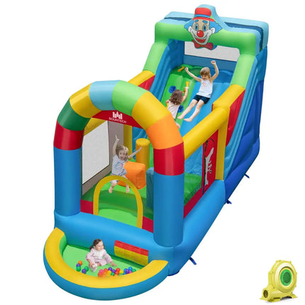 Inflatable Bounce House Obstacle Course with Ball Pit and Silde with 735W Blower - Multicolor - Bounce House