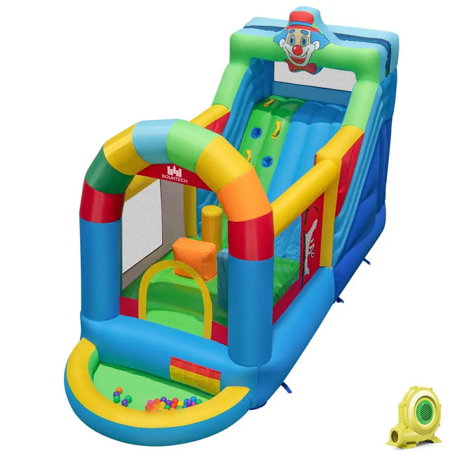 Inflatable Bounce House Obstacle Course with Ball Pit and Silde with 735W Blower - Multicolor - Bounce House