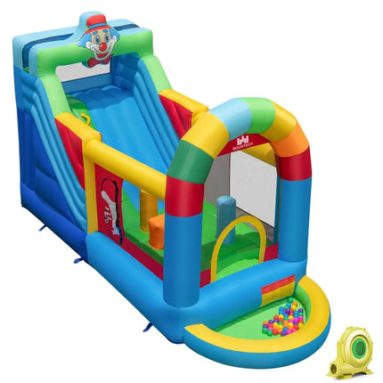 Inflatable Bounce House Obstacle Course with Ball Pit and Silde with 735W Blower - Multicolor - Bounce House