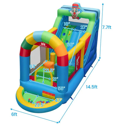 Inflatable Bounce House Obstacle Course with Ball Pit and Silde with 735W Blower - Multicolor - Bounce House