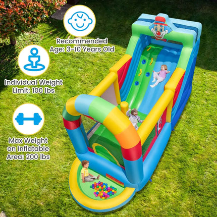 Inflatable Bounce House Obstacle Course with Ball Pit and Silde with 735W Blower - Multicolor - Bounce House