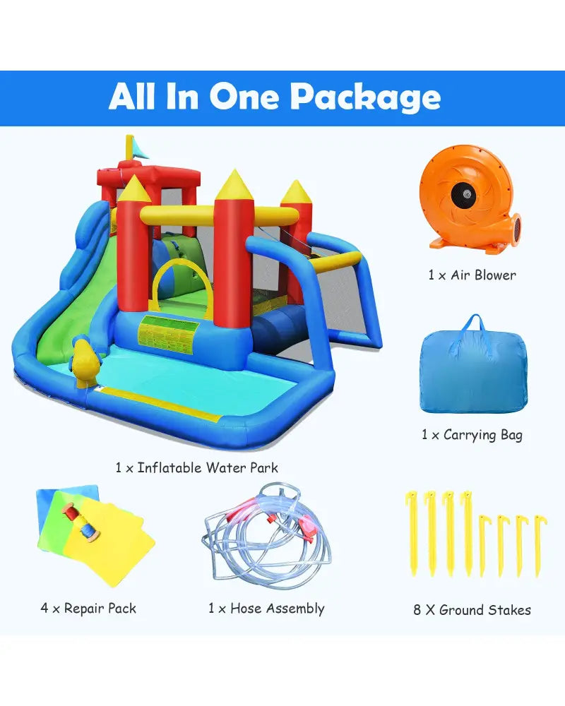 Inflatable Bounce House Splash Pool with Water Climb Slide Blower included - Inflatable Water Slides