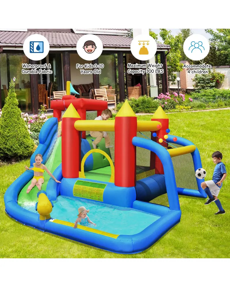 Inflatable Bounce House Splash Pool with Water Climb Slide Blower included - Inflatable Water Slides