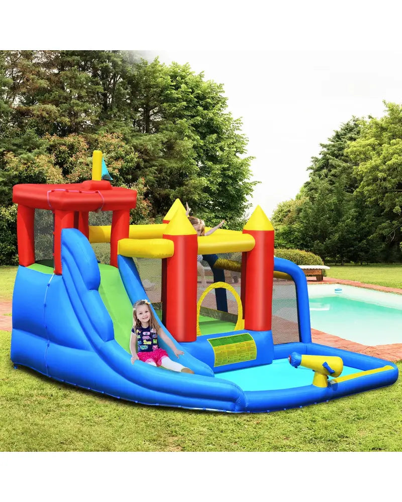 Inflatable Bounce House Splash Pool with Water Climb Slide Blower included - Inflatable Water Slides
