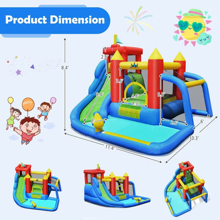 Inflatable Bounce House Splash Pool with Water Climb Slide Blower included - Inflatable Water Slides
