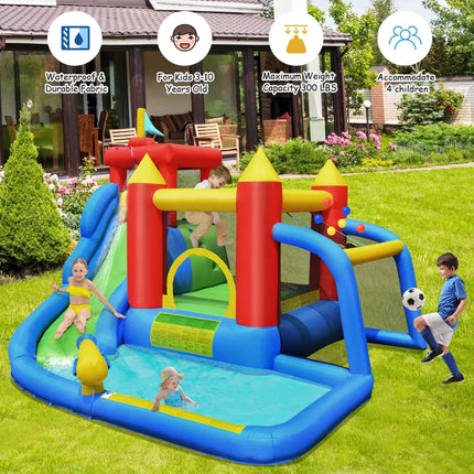 Inflatable Bounce House Splash Pool with Water Climb Slide Blower included - Inflatable Water Slides
