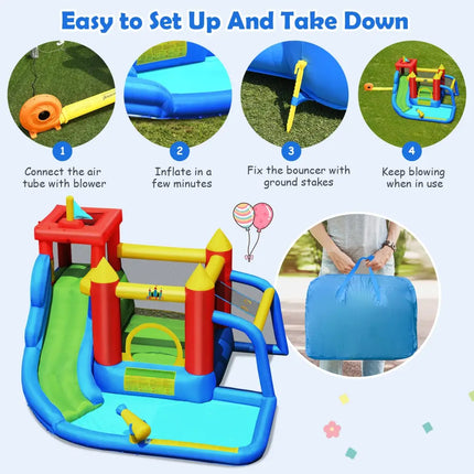 Inflatable Bounce House Splash Pool with Water Climb Slide Blower included - Inflatable Water Slides