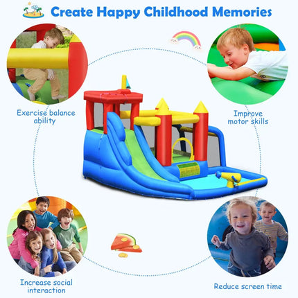 Inflatable Bounce House Splash Pool with Water Climb Slide Blower included - Inflatable Water Slides