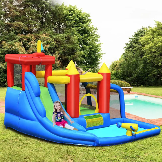 Inflatable Bounce House Splash Pool with Water Climb Slide Blower included - Inflatable Water Slides