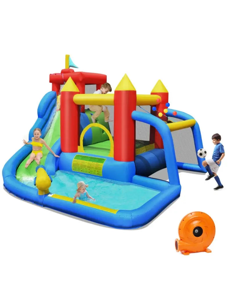 Inflatable Bounce House Splash Pool with Water Climb Slide Blower included - Inflatable Water Slides