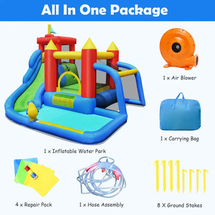 Inflatable Bounce House Splash Pool with Water Climb Slide Blower included - Inflatable Water Slides
