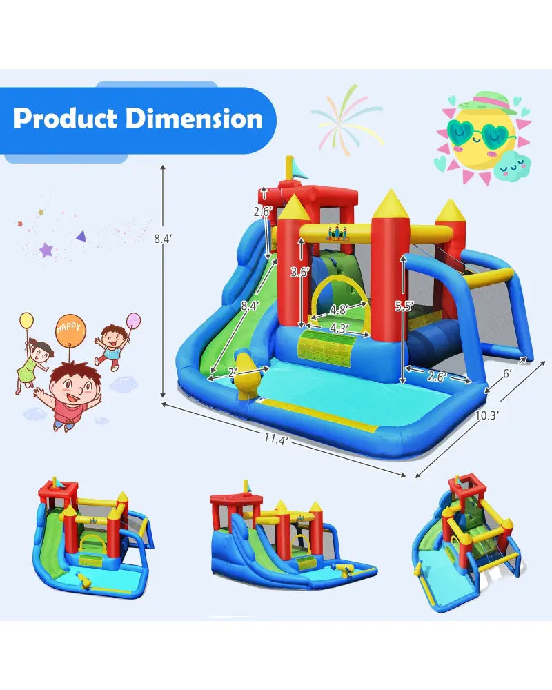 Inflatable Bounce House Splash Pool with Water Climb Slide Blower included - Inflatable Water Slides