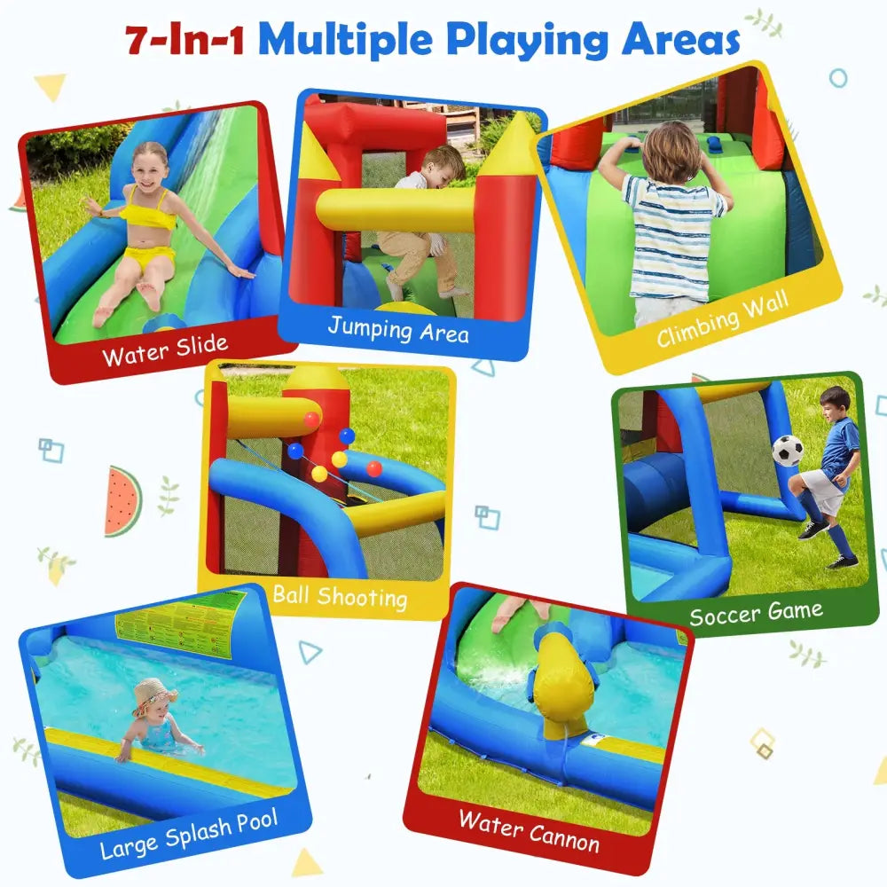 Inflatable Bounce House Splash Pool with Water Climb Slide Blower included - Inflatable Water Slides
