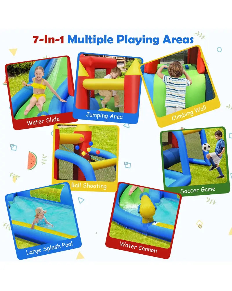 Inflatable Bounce House Splash Pool with Water Climb Slide Blower included - Inflatable Water Slides