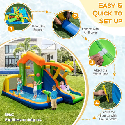 Inflatable Bounce House Water Park with Slide and 480W Blower - Inflatable Water Slides
