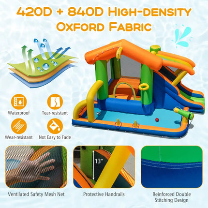 Inflatable Bounce House Water Park with Slide and 480W Blower - Inflatable Water Slides