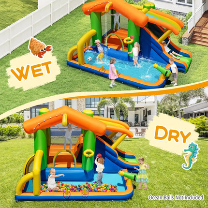 Inflatable Bounce House Water Park with Slide and 480W Blower - Inflatable Water Slides