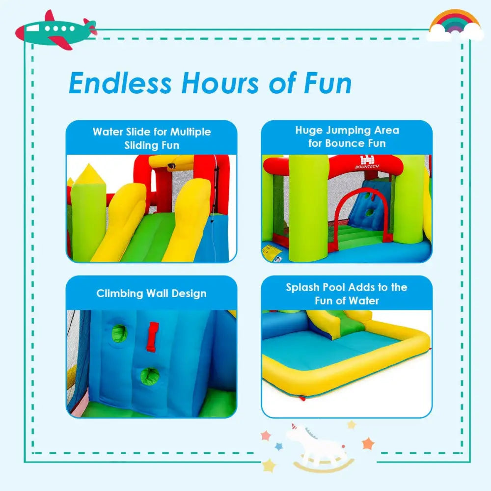 Inflatable Bounce House Water Slide Jump Bouncer without Blower - Inflatable Water Slides