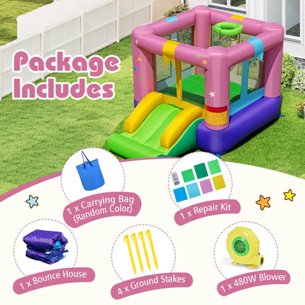 Inflatable Bounce House with 480W Blower and Carrying Bag for Party - Bounce House