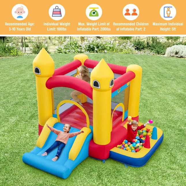 Inflatable Bounce House with 480W Blower and Ocean Balls for Yard - Bounce House