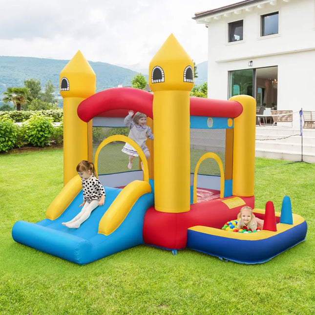 Inflatable Bounce House with 480W Blower and Ocean Balls for Yard - Bounce House