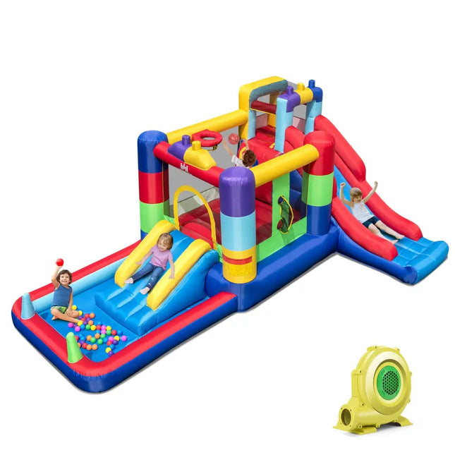 Inflatable Bounce House with 680W Blower and Ball Pit - Multicolor - Bounce House