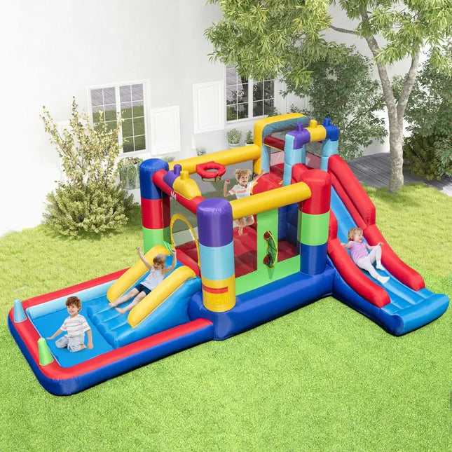 Inflatable Bounce House with 680W Blower and Ball Pit - Multicolor - Bounce House
