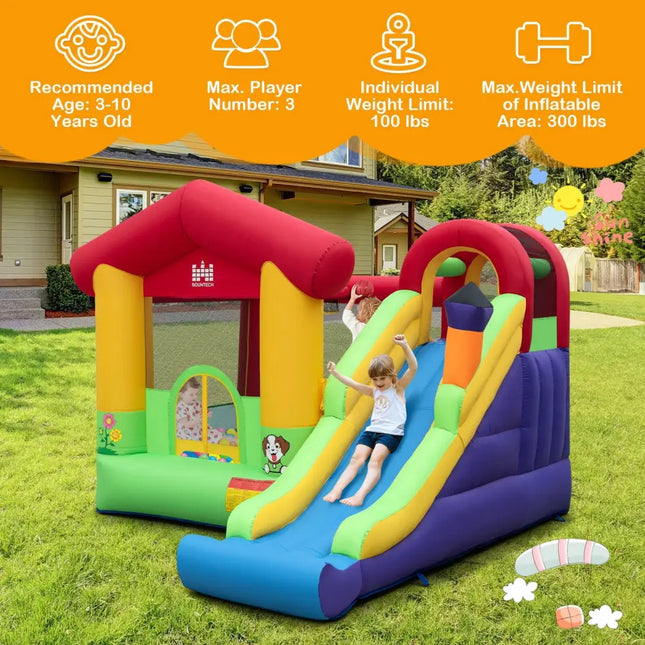 Inflatable Bounce House with Ocean Balls and 735W Air Blower - Multicolor - Bounce House