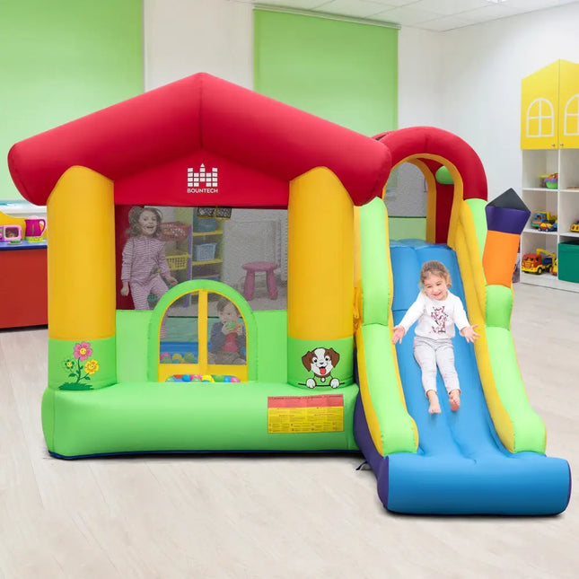 Inflatable Bounce House with Ocean Balls and 735W Air Blower - Multicolor - Bounce House