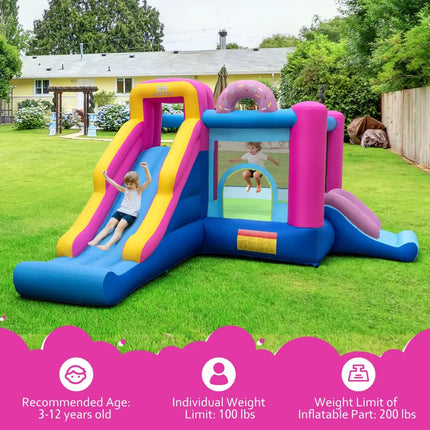 Inflatable Bounce House with Slides and Basketball Hoop (with 680W Blower) - Bounce House