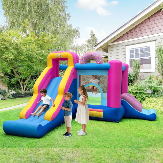 Inflatable Bounce House with Slides and Basketball Hoop (with 680W Blower) - Bounce House