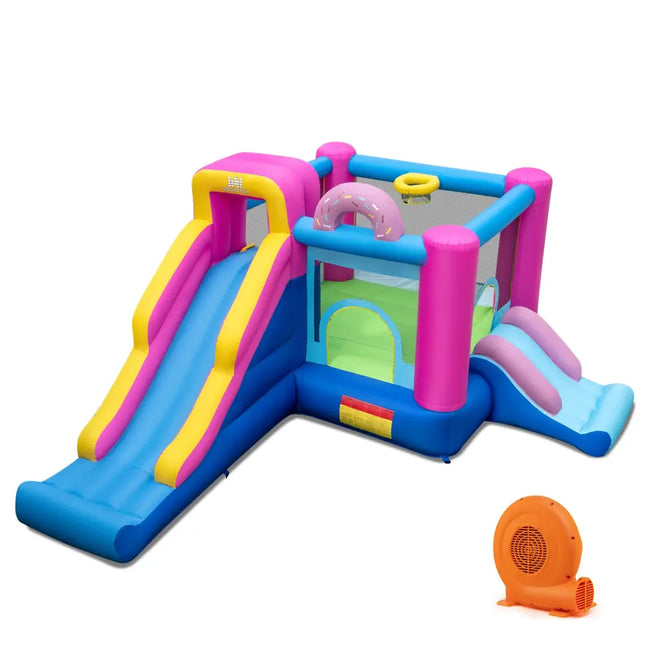 Inflatable Bounce House with Slides and Basketball Hoop (with 750W Blower) - Bounce House