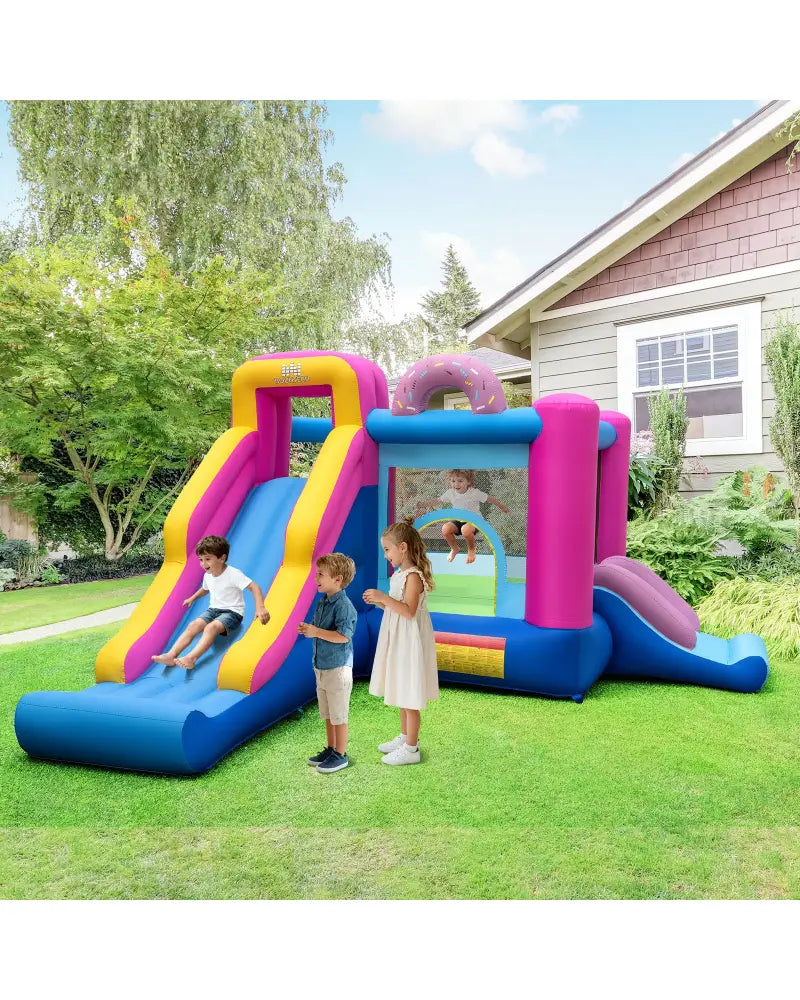 Inflatable Bounce House with Slides and Basketball Hoop (with 750W Blower) - Bounce House