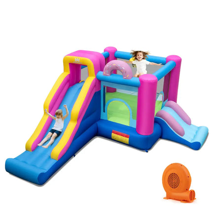 Inflatable Bounce House with Slides and Basketball Hoop (with 750W Blower) - Bounce House