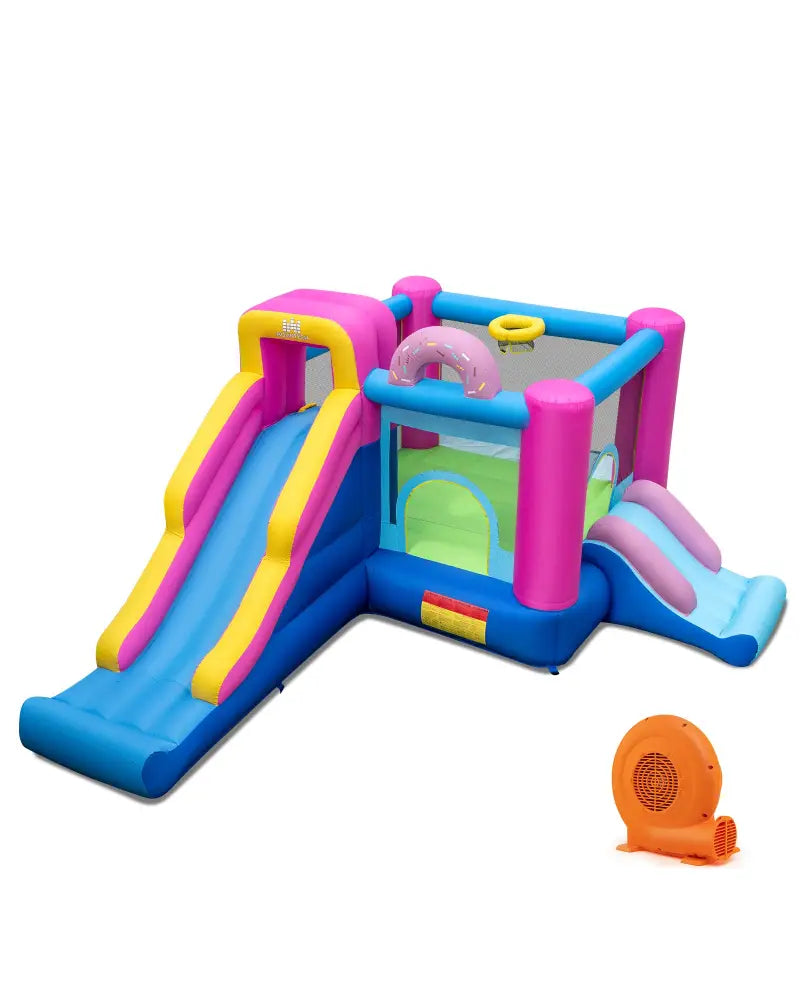 Inflatable Bounce House with Slides and Basketball Hoop (with 750W Blower) - Bounce House