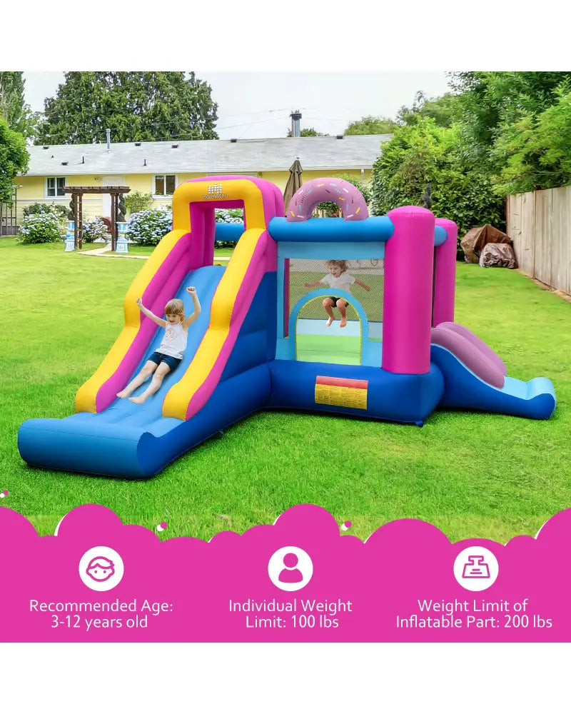 Inflatable Bounce House with Slides and Basketball Hoop (with 750W Blower) - Bounce House