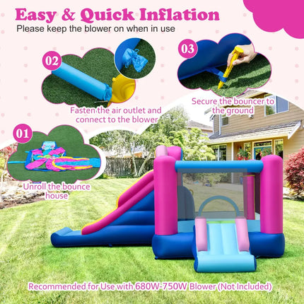 Inflatable Bounce House with Slides and Basketball Hoop (without Blower) - Bounce House
