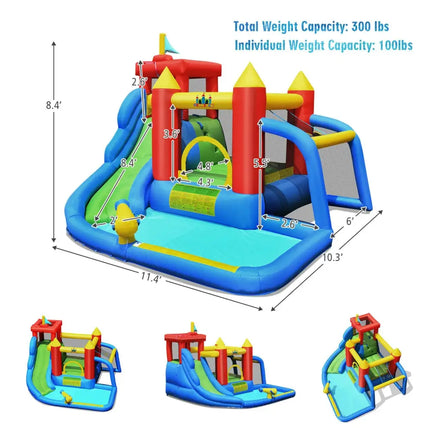 Inflatable Bouncer Bounce House with Water Slide Splash Pool without Blower - Multicolor - Inflatable Water Slides
