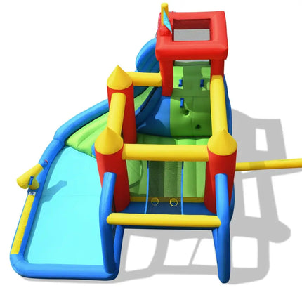 Inflatable Bouncer Bounce House with Water Slide Splash Pool without Blower - Multicolor - Inflatable Water Slides