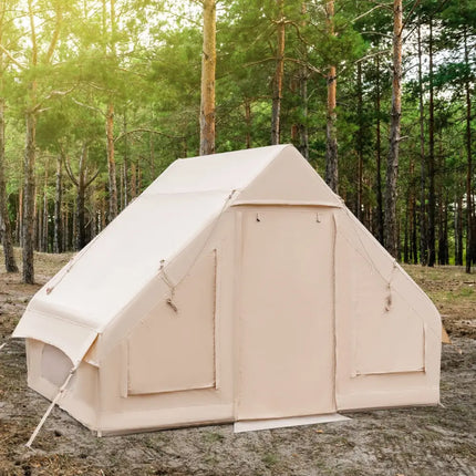 Inflatable Camping Tent 2/4/6 People Glamping Tent for Family Camping with Pump-Beige - Beige - Canopies