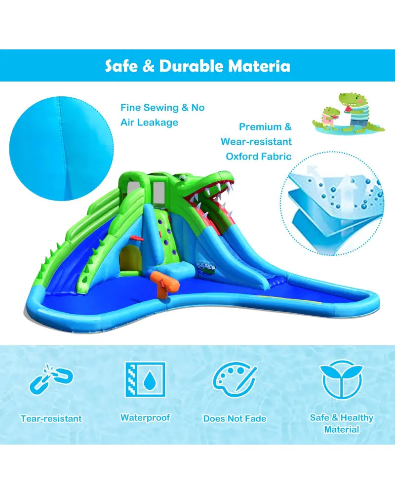 Inflatable Crocodile Water Slide Climbing Wall Bounce House - Inflatable Water Slides
