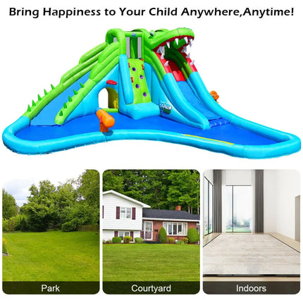 Inflatable Crocodile Water Slide Climbing Wall Bounce House - Inflatable Water Slides